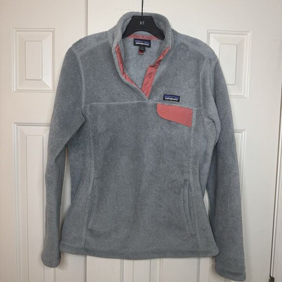 Patagonia Jackets & Blazers - Patagonia Polartec Thermal Pro Gray w/Peach Trim 1/4 Snap Pocket Fleece Jacket M